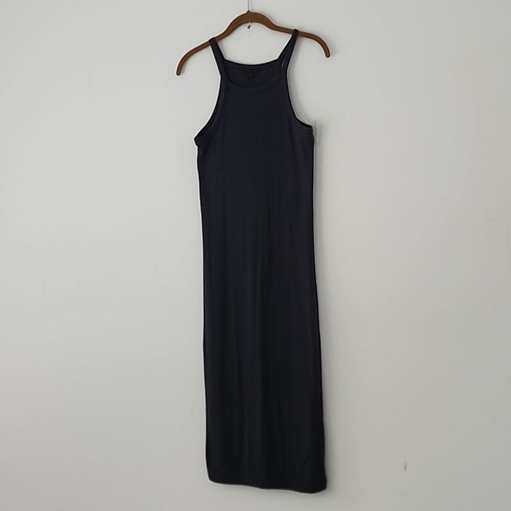 ATM Anthony Thomas Melillo Double Layer Ribbed Midi Dress Dark Gray Green S (30) - Picture 5 of 8